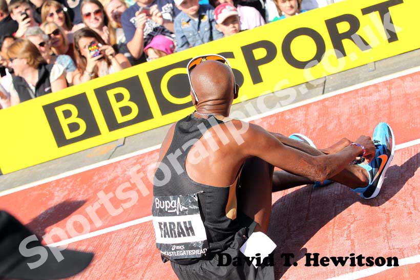 Mo Farah after winning the 2 miles at the 2012 BUPA Great North CityGames.